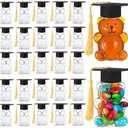Blushtier 50 Sets 2025 Graduation Cap Bear Candy Jar 2oz Empty Bear Plastic Container with Graduation Cap with Tassel Grad Bear Bottle DIY Gift for Graduation Party Favor Decoration Supplies