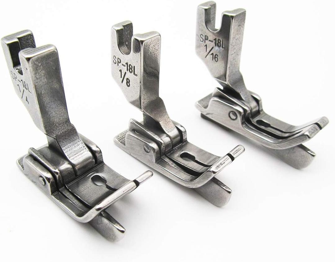 CKPSMS Brand -3Sizes(3PCS) Industrial Sewing Machine Hinged Presser Foot #SP-18L 1/16+1/8+1/4 with Left Guide (SP-18L 1/16+1/8+1/4 with Left Guide)