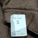 Fleece Sweatshirts for Women Cropped Long Sleeve Half Zip Pullover Sherpa Jacket Warm Fuzzy Coats with Pockets (Small, Brown)