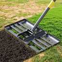Lawn Leveling Rake, 60 Inch Adjustable Long Handle Leveling Rake, Black Heavy Duty & 1 Inch Diameter Stainless Steel Handle Lawn Rakes, Lawn Leveler Tool for Soil Grass Golf Field Yard