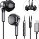 USB C Headphones for Samsung Galaxy S26 S25 S24 S23 S22 S21 S20 A56 A17 A16 Wired USB C Earbuds with Mic Volume Control Earphones USB Type C Headphones for iPhone 17 16 15 Pro Max Plus iPad 10 Pixel