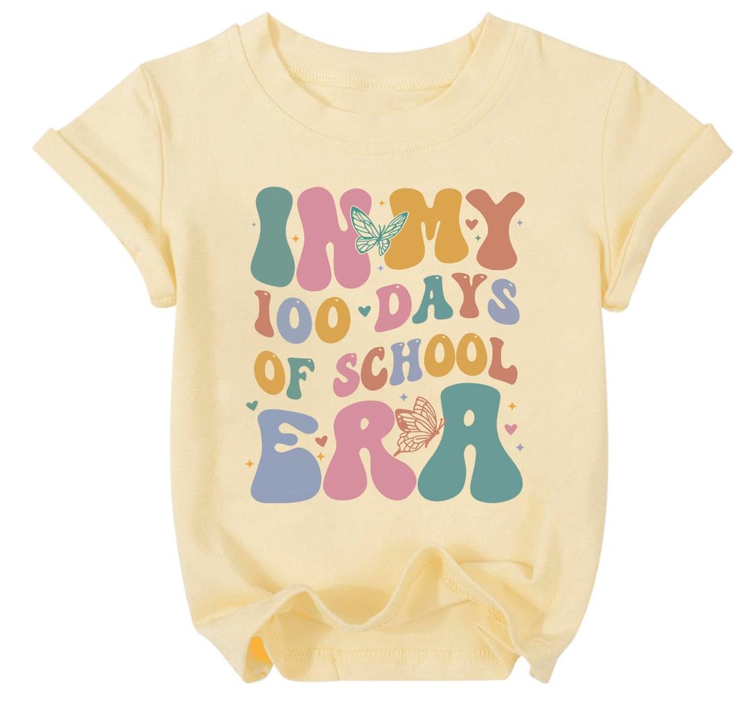 100 Days of School Shirt Kids Boys Girls Funny 100th Day of School Costume 101 Day Celebration Gifts Tops Apricot (Beige, M)