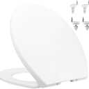 Meaferks Soft-CloseToilet Seat, Non-Slip Bumpers, Quick Release Toilet Hinges Easy to Install & Clean, Including Two Sets of Parts, White (A-080)