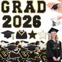Yungyan 48 Pcs 2026 Graduation Iron on Letter Patches Chenille Class of 2026 Iron on Patches Self-Adhesive Congrats Grad Applique Decorative Gifts Crafts Accessories for Graduation Lei Cap