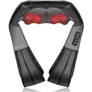 Shiatsu Neck and Back Massager with Soothing Heat, Nekteck Electric Deep Tissue 3D Kneading Massage Pillow for Shoulder, Leg, Body Muscle Pain Relief, Home, Office, and Car Use (Black)