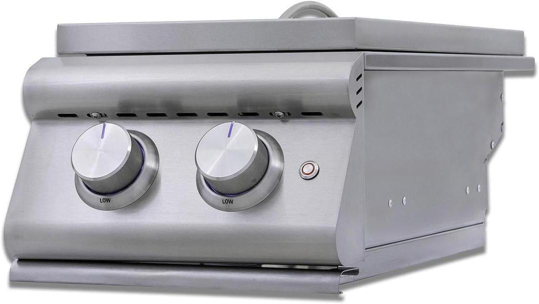 Blaze Premium LTE+ Natural Gas Stainless Steel Double Side Burner W/Lid - BLZ-SB2-LTE3-NG