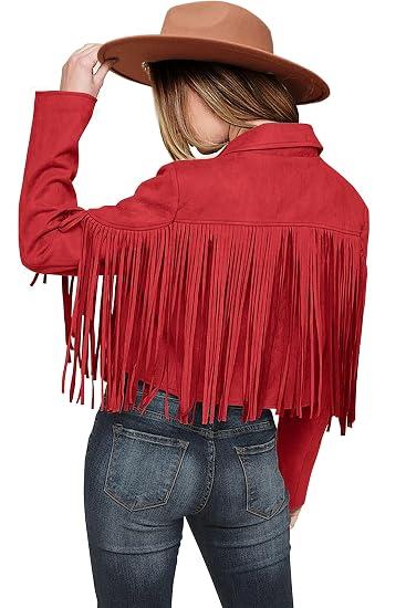 PRETTYGARDEN Women's Fringe Faux Suede Leather Jackets Fall Fashion 2026 Tassel Motorcycle Cropped Coats