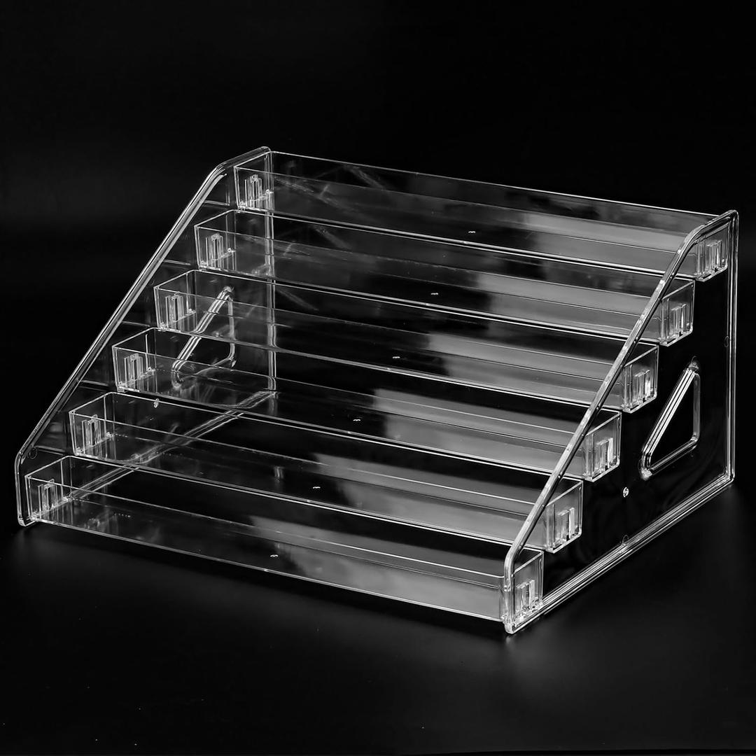 SUTOKAKA Nail Polish Organizer Clear Acrylic Eyeglasses Display Holder Essential Oil Storage Rack Makeup Stand Tray - 6 Layer (12.2*10.04*6.3 Inch)