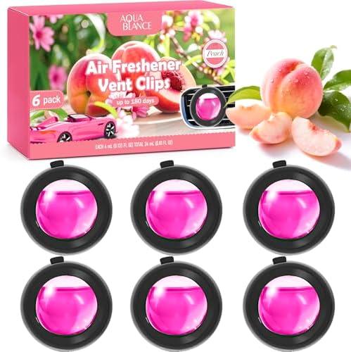Car Air Freshener Vent Clips, Peach Scent, 6 Pack, Long Lasting Scent Up to 180 Days