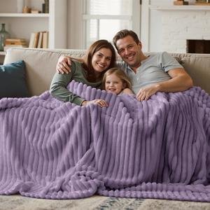 Joiedomi King Size Blanket for Bed, Soft & Warm Purple Fleece Blankets Gifts for Women Mom, Cozy Cute Soft Throw 108x90 Inches