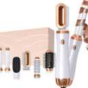 Blow Dryer Brush, 6 in 1 Detachable Hair Dryer Brush Air Curler Air Styler Wrap, Hair Styling Tool Travel, Curly Twist Hot Curling Iron, Blow Dryer Hot Styler Negative Ion (White)