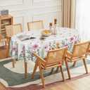 Horaldaily Spring Tablecloth 6084 Inch Oval, Wildflowers Floral Butterfly Washable Seasonal Table Cover for Party Picnic Dinner Decor