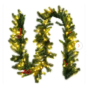 9 ft. Battery Operated Pre-Lit LED Artificial Fall Garland with 100 LED Lights and Timer