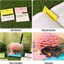 2026 Time Piece Calendar 3D Castle Desk Calendar Memo Pad Paper Tear Away Carving Art Notepad Gift for Valentine's Day Gift Housewarming Office Desktop Decoration (With Calendar & Light) (Marriage Tree - yellow)