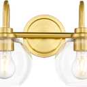 Bathroom Light Fixtures, 2-Light Brushed Gold Vanity Lights with Globe Clear Glass, Champagne Bronze Vanity Lighting Fixtures Over Mirror, AD-22280-2W-GD