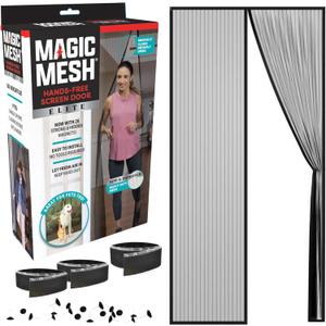 Magic Mesh Elite- More Durable Magnetic Screen Door, Reinforced Seam Mesh Curtain Keeps Bugs Out, One Panel Hook & Loop Frame, Strong & Hidden Magnets- Fits Single Doors up to 39 x 83 Inches