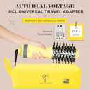 Portable Mini Travel Blow Dryer Brush for Women, Light Weight Dual Voltage 110V-120V/220V-240V Hot Air Brush with International Power Adaptor