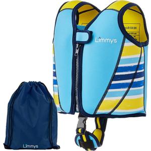 Limmys Premium Kids Swim Vest - Toddler Swim Jacket and Buoyancy Swimming Aid - Modern Design Swimming Vest for Boys, Girls and Babies - Drawstring Bag Included (Small, Azure Blue)