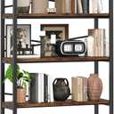 5 Tier Bookshelf 31.49" Width, Tall Book Shelf Storage and Organization, Wooden and Metal Industrial Bookcase, Large Book Shelves for Home Living Room Bedroom Office Storage(Vintage), 5 Tier - 31.5" W