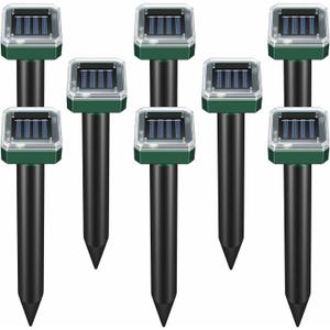 Mole Repellent Solar Powered, Waterproof Vole Chipmunk Repellent Outdoor,Ultrasonic Gopher Repellent for Lawn Garden, Mole Deterrent,Groundhog Repeller, Snake (8 Packs)
