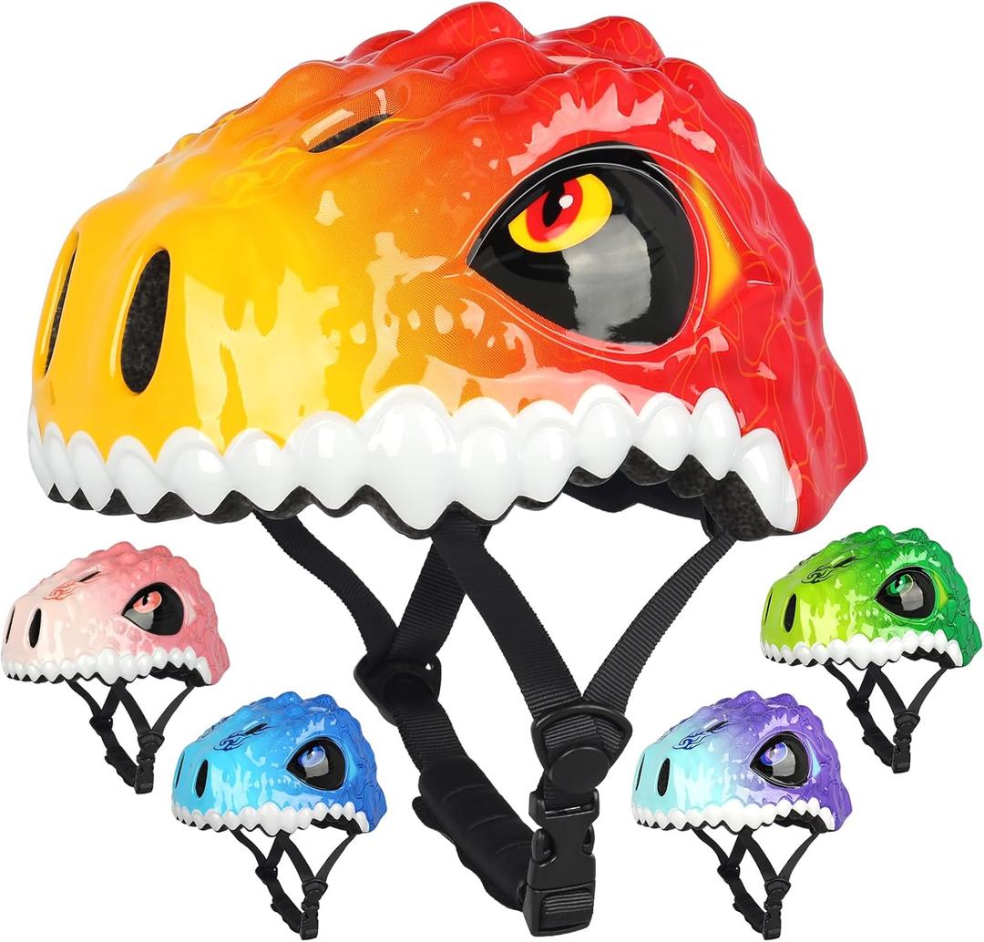 Toddler Kids Bike Helmet,3D Dinosaur Helmets for Boys Girls Infant/Baby to Children 1/2/3/4/5/6/7/8 Years Old Lightweight Adjustable Multi-Sports Bicycle Scooter Skateboard Skating Cycling (MixRed)