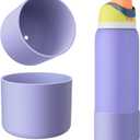 2 x Silicone Boot for Owala Water Bottle, 2PCS Anti-Slip Protective Sleeve for FreeSip/Twist/Flip Water Bottles, BPA Free, Dishwasher Safe, Bottom Bumper Cover Cup Accessories (40 Ounces, Purple)