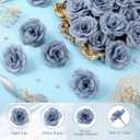 Yunlly 100 Pcs Artificial Flowers Fake Silk Roses Long Stem Rose Bouquet Wedding Party Home Decor for DIY Baby Shower Centerpieces Tables Home Decorations (Dusty Blue)