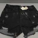 luvamia Jean Shorts for Women High Waisted Stretchy Distressed Denim Shorts Ripped Frayed Raw Hem Summer Casual Shorts (Small, Washed Black)