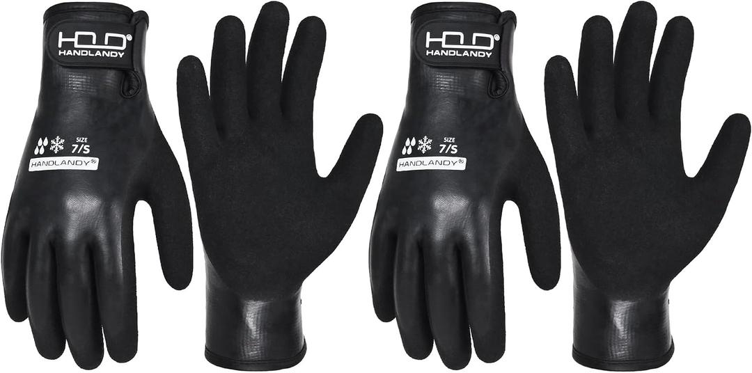 AIGEVTURE Waterproof Winter Work Gloves Men,Cold Weather Insulated Work Gloves Thermal Liner Superior Grip Latex Coating Warm for Outdoor Small (Black, S)