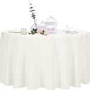 Ascoza 2 Pack 108 Inch Ivory Round Tablecloth in Polyester Fabric for Wedding/Banquet/Restaurant/Parties