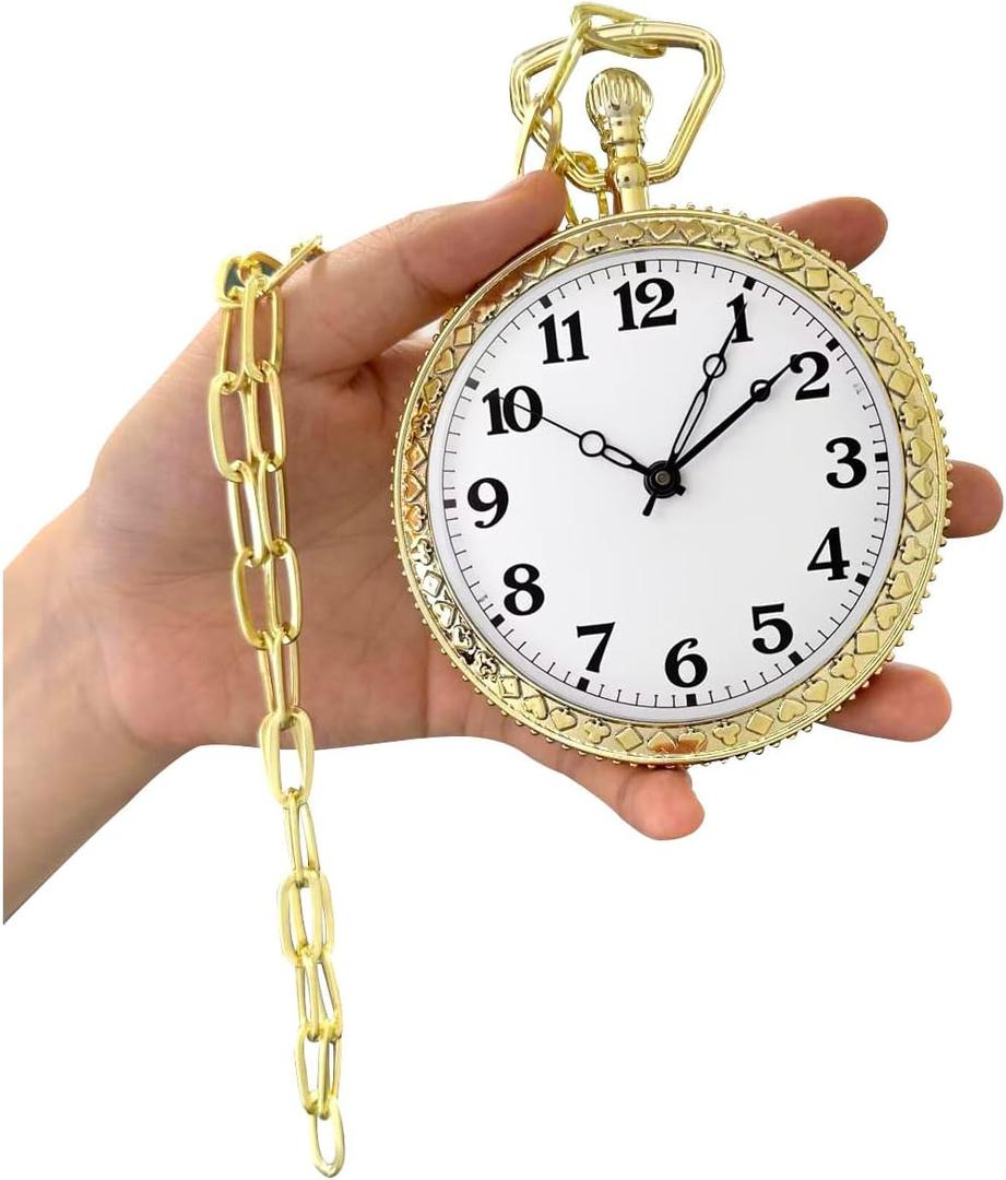 Honcloud 3.7 Inches Diameter Gold Prop Pocket Watch for Red Halloween Cosplay Party(NO Function) Honcloud 3.7 Inches Diameter Gold Prop Pocket Watch for Red Halloween Cosplay Party(NO Function)