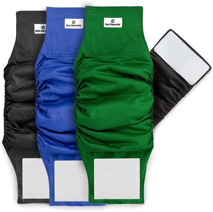 Pet Parents® Washable Belly Bands for Male Dogs (3pack) + Extendrs® of Durable Dog Diapers Male, Premium Male Dog Diapers & Dog Wraps (Small, Gentlemen)