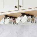 LiaMeE Sliding Mug Hooks Under Cabinet - Pull Out Coffee Cup Holder Rack with 12 Hooks, Metal Under Shelf Mug Organizer for Kitchen, Space Saving Hanging Storage (Black,2PCS)