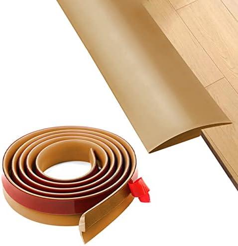 Floor Rubber Transition Strip Self Adhesive Carpet to Tile Transition Strip Edging Trim Strip for Threshold Transitions with a Height Less Than 5 mm/0.2in (Light Brown, 6.56FT)