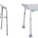 Drive Medical 350 lb Capacity Steel Folding Commode Chair and 300 lb Capacity Aluminum Adjustable Shower Bench with Suction Cups