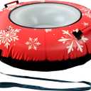 42" Heavy Duty Snow Tube 1/2 Pack with Premium Canvas Cover for Kids Ages 13+ Adults, Inflatable Snow Tube Sled with Thickened Bottom Tow Strap Repair Kit, Outdoor Winter for Sledding (Red)