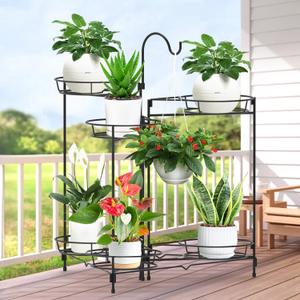 Heavy Duty Metal Plant Stand, Indoor Outdoor Plant Shelf & Rack - 6 Tiers 7 Pots, Plant Holder for Plants/Flowers/Planters, for Living Room Home Corner Patio & Garden