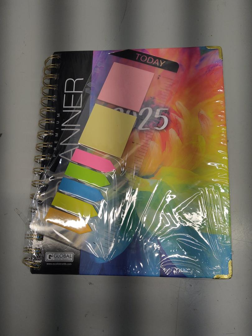 HARDCOVER 2025 Planner, 7"x9": 14 Months (November 2024 - December 2025), Daily Weekly Monthly Planner, Yearly Agenda, Bookmark, Pocket Folder and Sticky Note Set (Rainbow Petals)