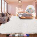 Large Shag Area Rugs 6x9 White, Plush Fuzzy Shaggy Rug for Living Room, Ultra Soft Fluffy Furry Rugs for Bedroom, Upgrade Non-Slip Indoor Thick Carpet Nursery Rugs for Kids Girls Boys Room Home Decor