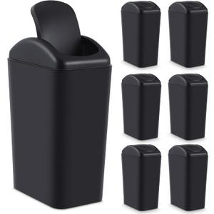 Hoolerry 4 Pcs 3 Gallon/12 Liter Small Trash Can Plastic Kitchen Garbage with Lid Small Trash Bin for Bathroom Office Bedroom Kitchen Waste Outdoor (Black)