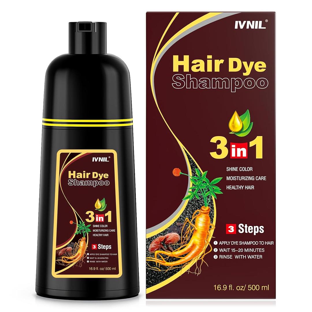 Ivnil Chestnut Brown Hair Dye Shampoo 3 in 1 Hair Color for Women & Men - Herbal Ingredients Color in Minutes 500ML