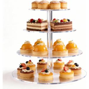1 Pcs Cupcake Stand, 4-Tier Round Acrylic Cupcake Display Stand for 50 Cupcakes, Clear 4 Tier Cupcake Stand for Wedding Birthday PartyHalloween