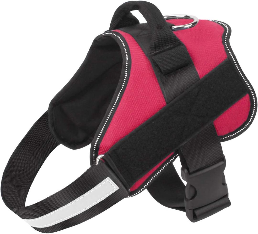 Bolux Dog Harness, No-Pull Reflective Dog Vest, Breathable Adjustable Pet Harness with Handle for Outdoor Walking - No More Pulling, Tugging or Choking (Red, M) (Medium (Pack of 1))