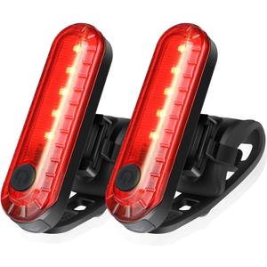 Ascher USB Rechargeable LED Bike Tail Lights 2 Pack, Bright Bicycle Cycling Rear Light, 4 Light Mode Options Safety Bike Light for Adults Kids Men Women Road Mountain(2 USB Cables Included)