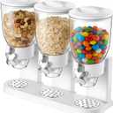 Cereal Dispenser Countertop, 3 Pack 2L/67oz Cereal Dispenser, Airtight Cereal Containers Storage, Rotating White Plastic Dry Food Dispenser, Rice Dispenser, Candy Dispenser for Cereal, Coffee Beans