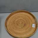Coffee Table Tray Round Rattan Ottoman Tray Woven Serving Trays with Handles for Home and Kitchen Decorative Natural (Large 16.9 inch)
