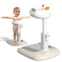 Baby Shower Stand and Baby Bath Stand Adjustable Standing Bath Stand with Non-Slip Base and Anti-Pinch Design for 6-36 Month Olds (Khaki)