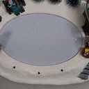 VCUTEKA Animated Christmas Village Houses, Lighted Musical Police Station Scene with Helicopter, Patrol Car, Dog, Victorian Xmas Village Collectible Building for Holiday Home Table Display Dcor (Blue)