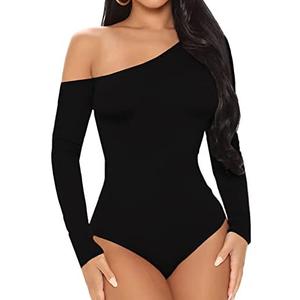 BelleLovin AESLOVIN Women's sexy One Shoulder Long Sleeve Tops T Shirt Bodysuit Jumpsuit XL