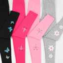 Cooraby 4 Pack Girls Winter Fleece Lined Leggings Girls Thick Warm Leggings Stretchy Thermal Tights Kid Winter Printed Pants (Pink)